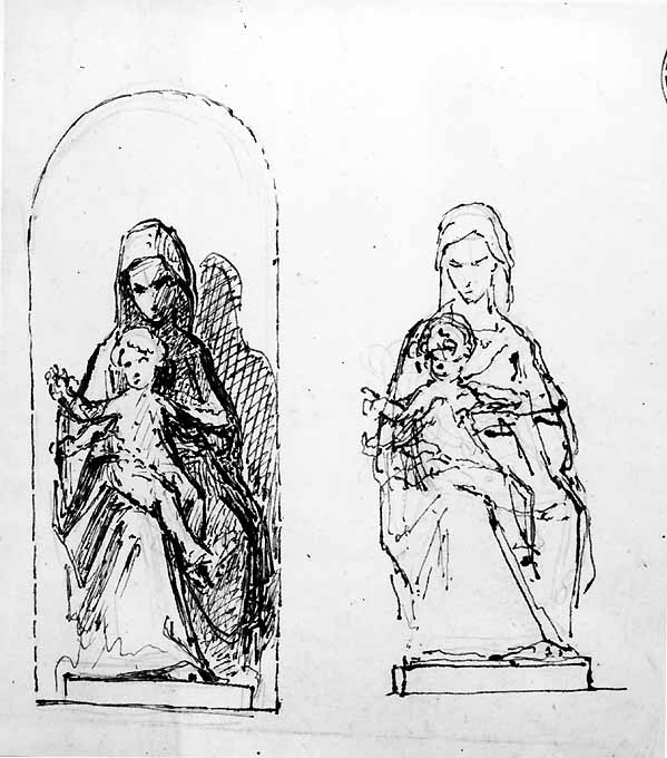 studio di Madonna con Bambino (disegno) di De Napoli Michele (attribuito) (sec. XIX)