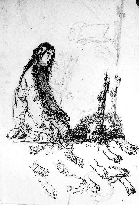 studio di Maddalena (disegno preparatorio) di De Napoli Michele (attribuito) (sec. XIX)