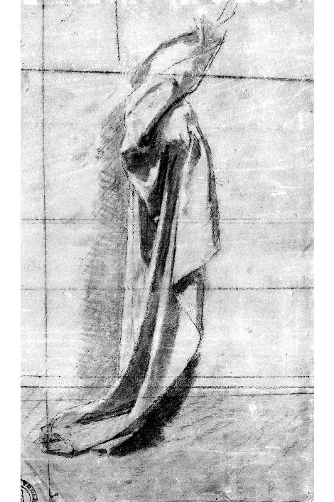 studio di manto (disegno preparatorio) di De Napoli Michele (attribuito) (sec. XIX)