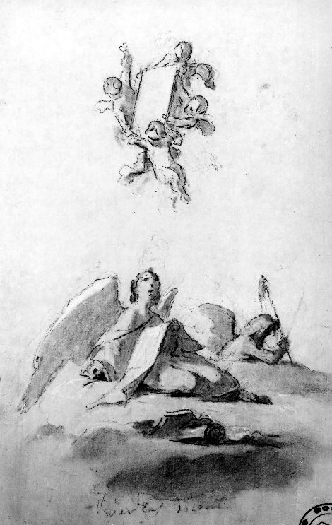 studio di angeli (disegno preparatorio) di De Napoli Michele (attribuito) (sec. XIX)