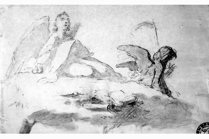 studio di angeli (disegno preparatorio) di De Napoli Michele (attribuito) (sec. XIX)