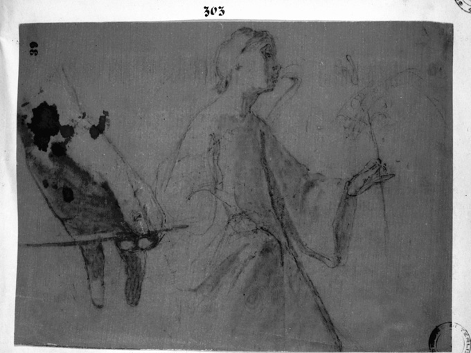 studio di angelo e di una mano (disegno preparatorio) di De Napoli Michele (attribuito) (sec. XIX)