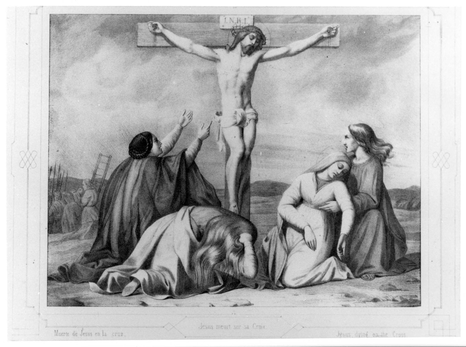 Via Crucis, stazione XII: Gesù innalzato e morto in croce (stampa, elemento d'insieme) di Duriez Elie Philip Joseph (seconda metà sec. XIX)