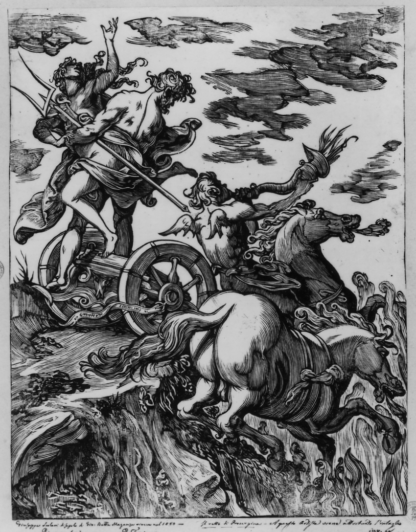 ratto di Proserpina (stampa smarginata) di Vecellio Tiziano (attribuito), Scolari Giuseppe (seconda metà sec. XVI)