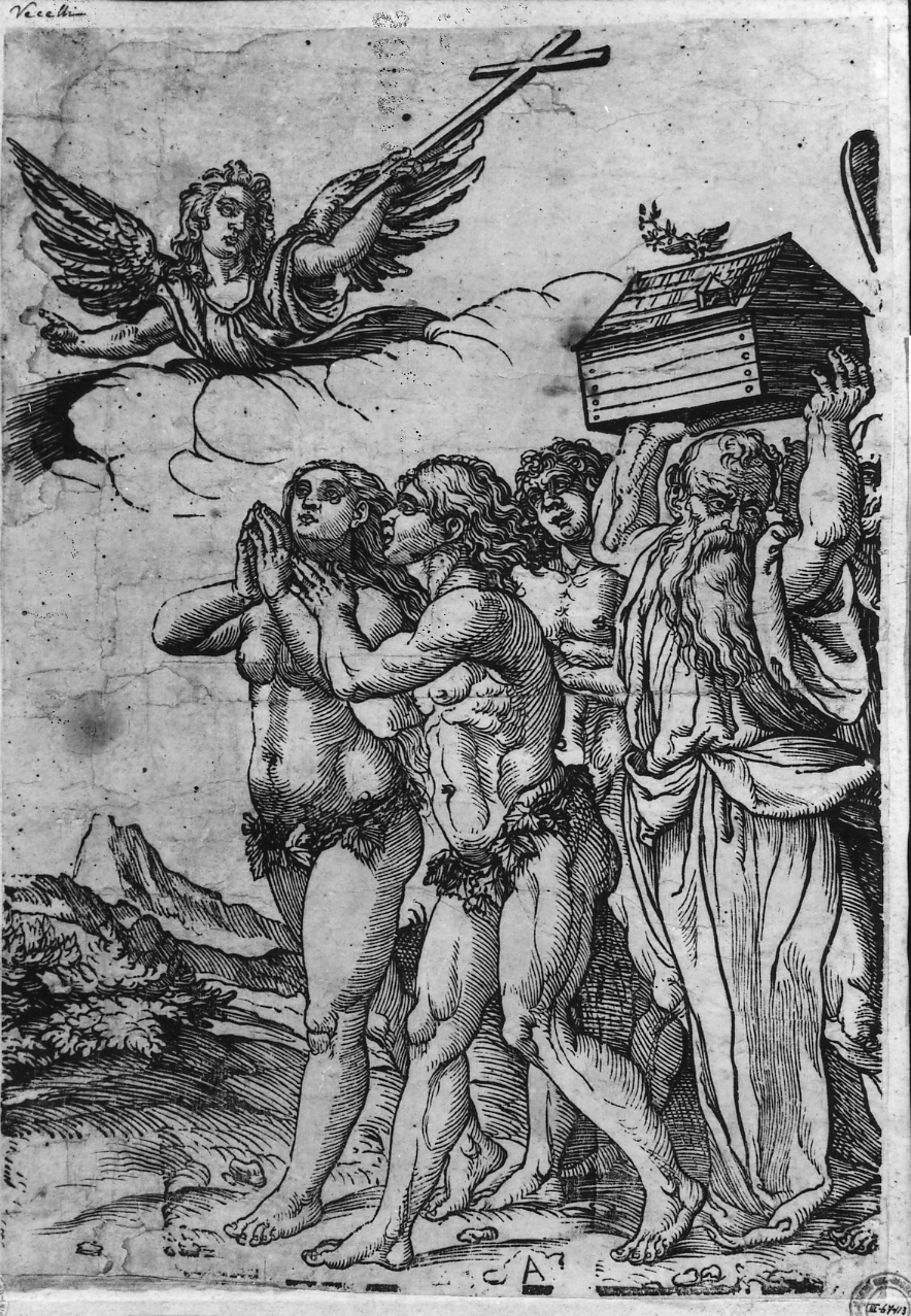 Trionfo della Fede (o Trionfo di Cristo), trionfo della Fede (stampa smarginata) di Vecellio Tiziano, Andreani Andrea (attribuito) (inizio sec. XVII)