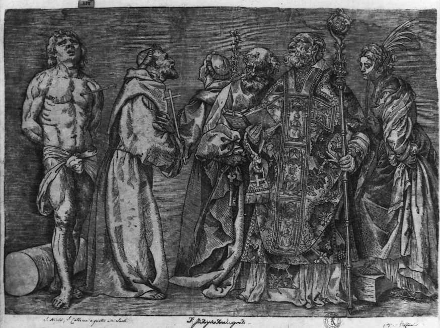 Santi (stampa smarginata) di Vecellio Tiziano, Boldrini Niccolò (secondo quarto sec. XVI)