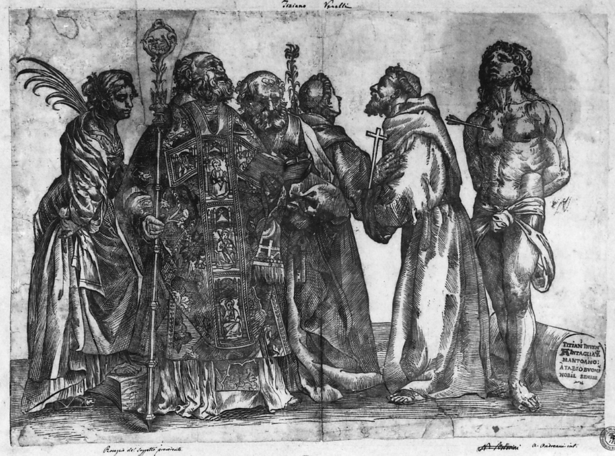 Santi (stampa smarginata) di Vecellio Tiziano, Andreani Andrea (sec. XVI)