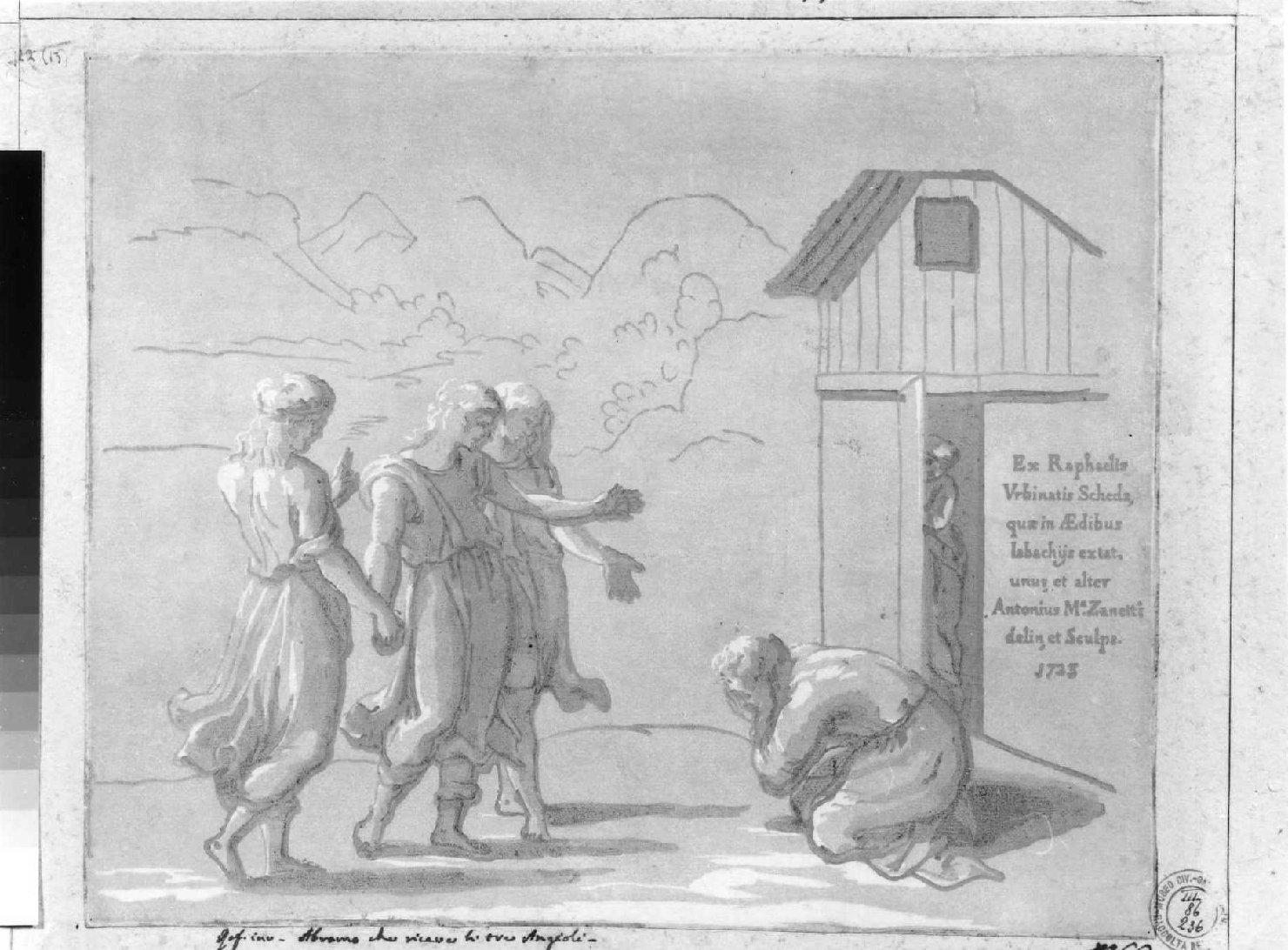 Abramo riceve i tre angeli, Abramo e i tre angeli (stampa smarginata, serie) di Sanzio Raffaello, Zanetti conte Anton Maria (sec. XVIII)