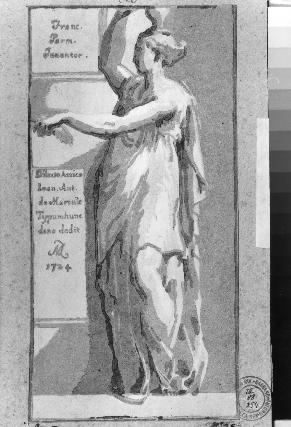figura femminile (stampa smarginata, serie) di Zanetti conte Anton Maria, Parmigianino (sec. XVIII)