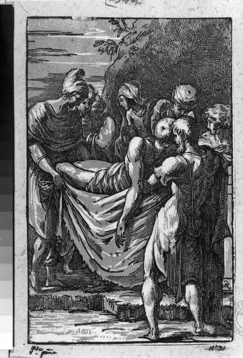 trasporto di Cristo al sepolcro (stampa smarginata, serie) di Parmigianino, Zanetti conte Anton Maria (sec. XVIII)