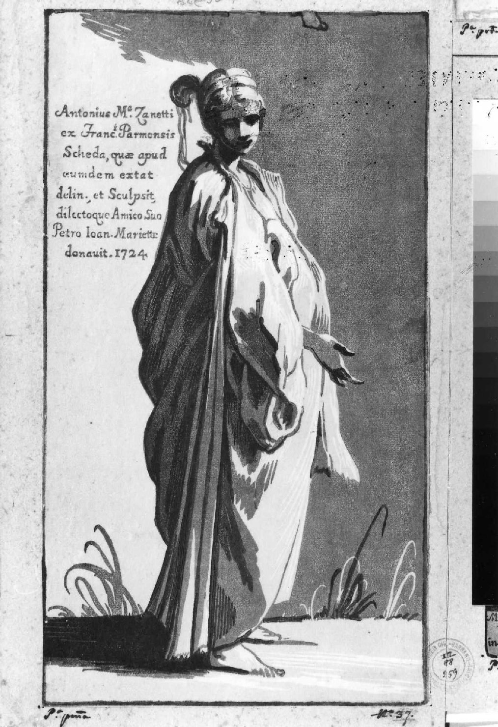 figura femminile (stampa smarginata, serie) di Zanetti conte Anton Maria, Parmigianino (sec. XVIII)