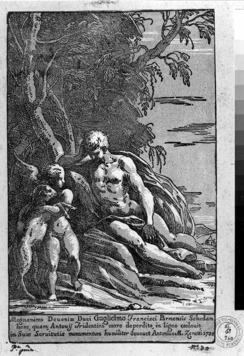 S. Giovanni nel deserto, San Giovanni Battista nel deserto (stampa smarginata, serie) di Zanetti conte Anton Maria, Parmigianino (sec. XVIII)