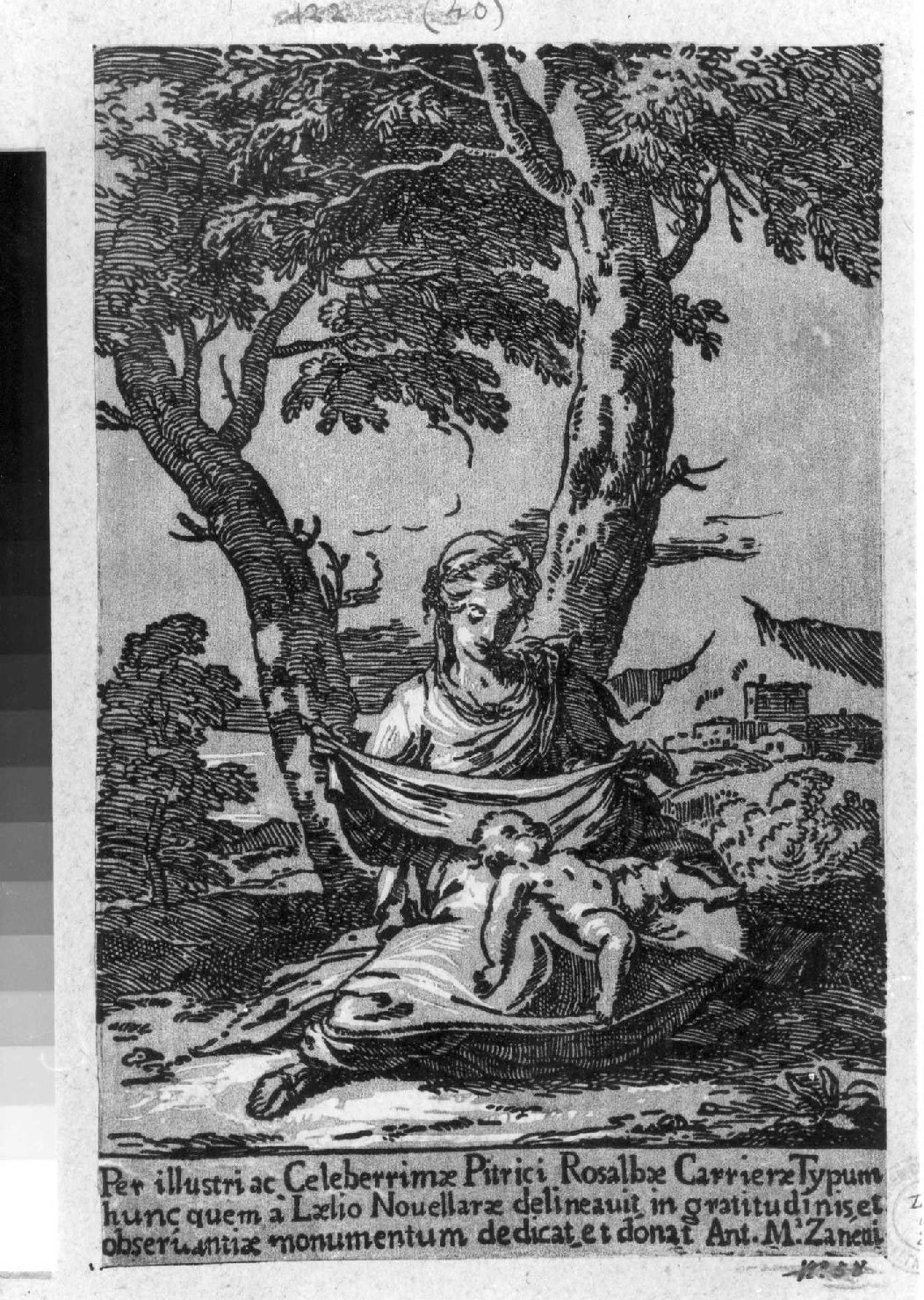 Madonna con Bambino in un paesaggio, Madonna con Bambino (stampa smarginata, serie) di Zanetti conte Anton Maria, Orsi Lelio (prima metà sec. XVIII)