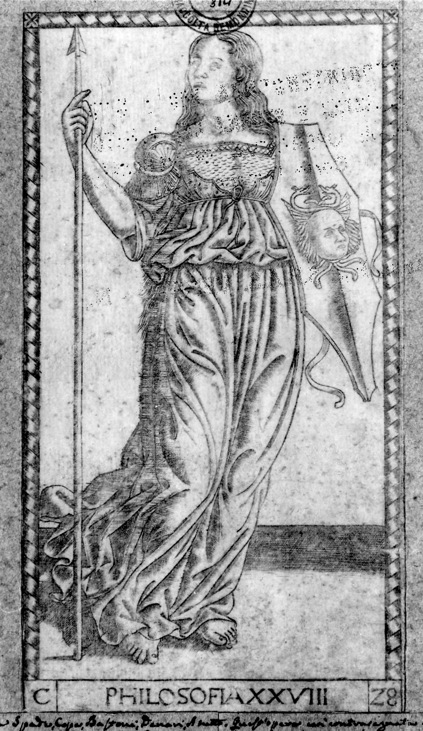 Filosofia/ Le Arti e le scienze, Filosofia (stampa smarginata, serie) - ambito ferrarese (sec. XV)