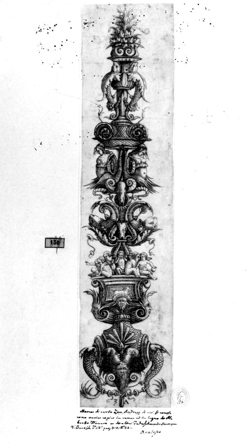 motivi decorativi a candelabra (stampa smarginata) di Zoan Andrea (fine/inizio secc. XV/ XVI)