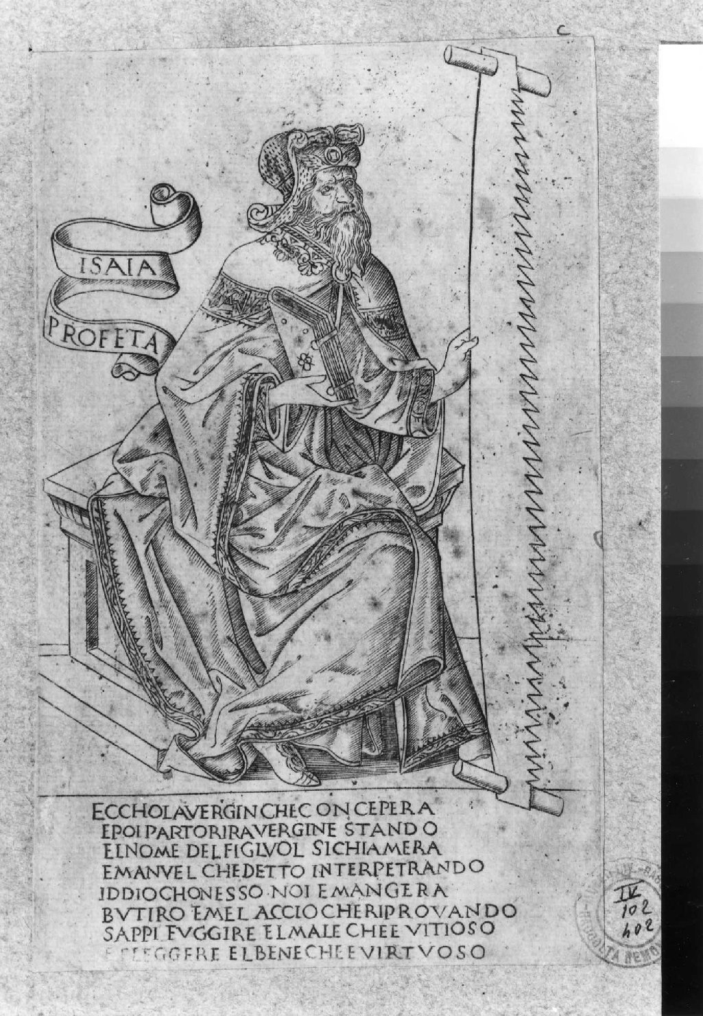 Isaia (stampa smarginata, serie) di Baldini Baccio, Rosselli Francesco di Lorenzo (sec. XV)