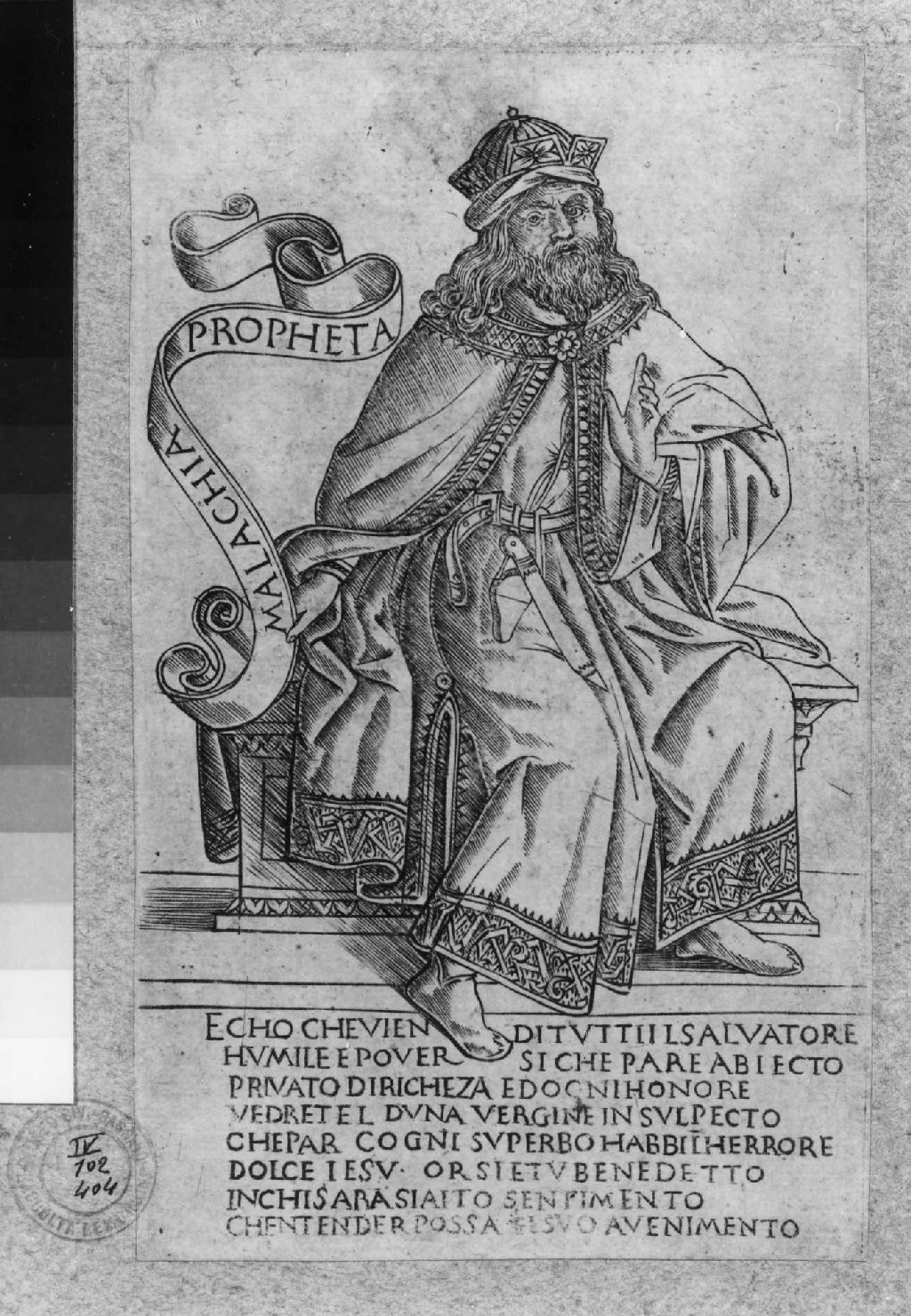 Malachia (stampa smarginata, serie) di Baldini Baccio, Rosselli Francesco di Lorenzo (sec. XV)