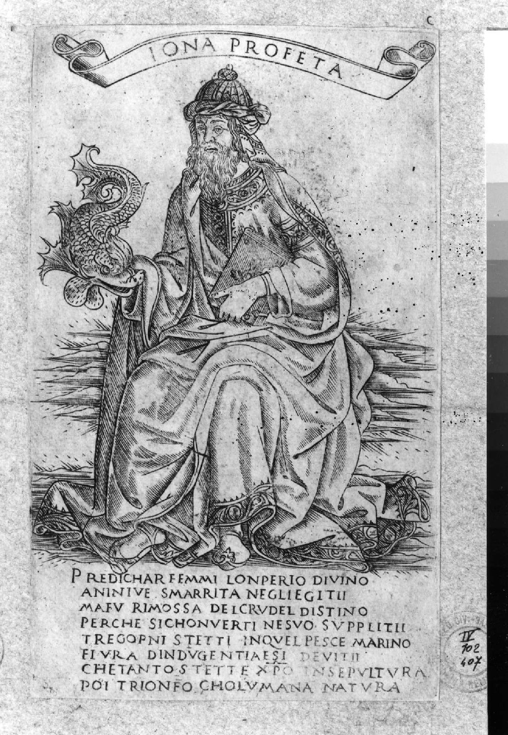 Giona (stampa smarginata, serie) di Baldini Baccio, Rosselli Francesco di Lorenzo (sec. XV)