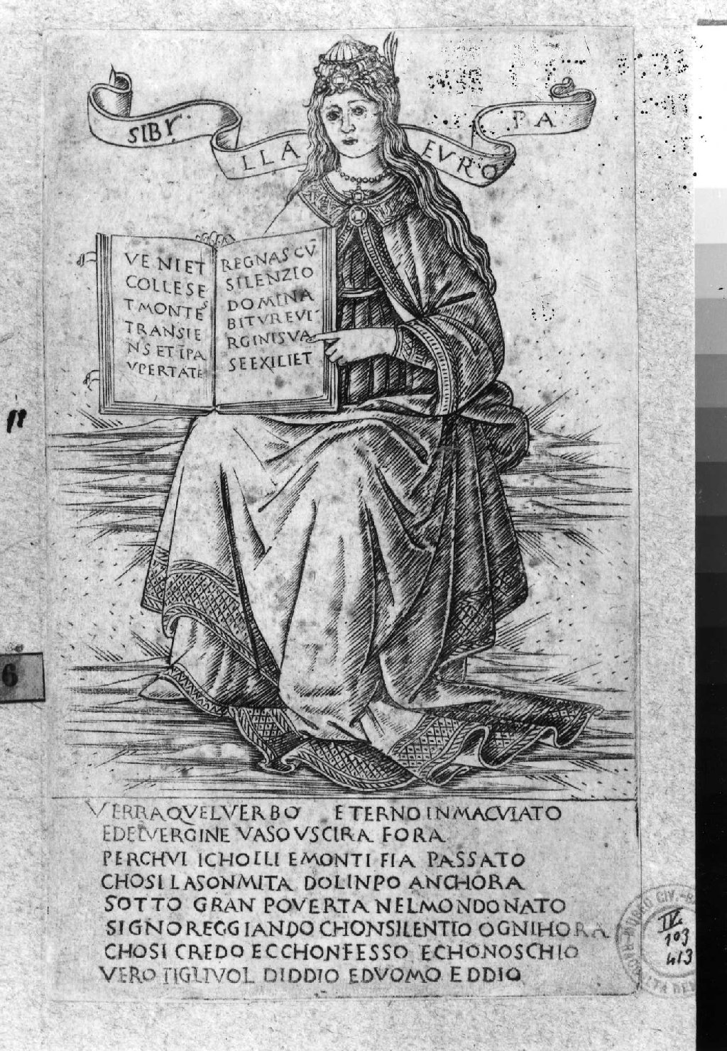 Sibilla Europea (stampa smarginata, serie) di Baldini Baccio, Rosselli Francesco di Lorenzo (sec. XV)