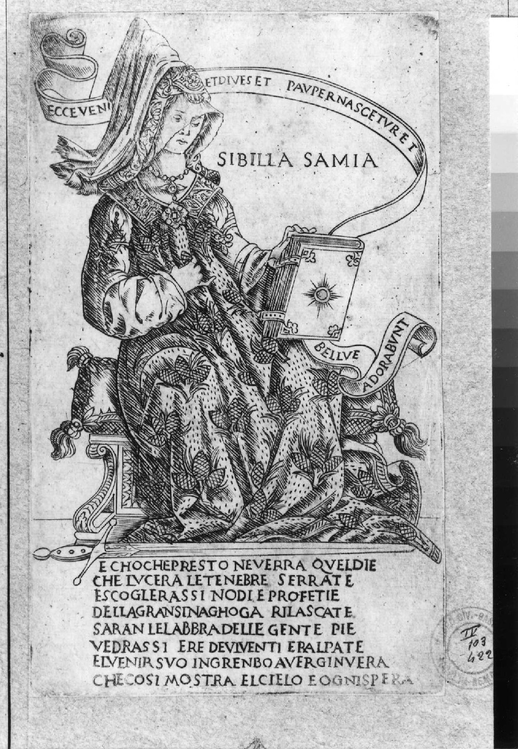Sibilla Samia (stampa smarginata, serie) di Baldini Baccio, Rosselli Francesco di Lorenzo (sec. XV)
