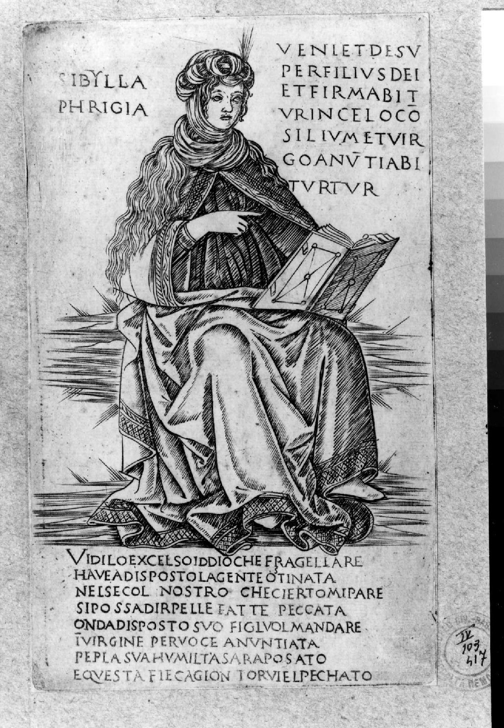 Sibilla Frigia (stampa smarginata, serie) di Baldini Baccio, Rosselli Francesco di Lorenzo (sec. XV)