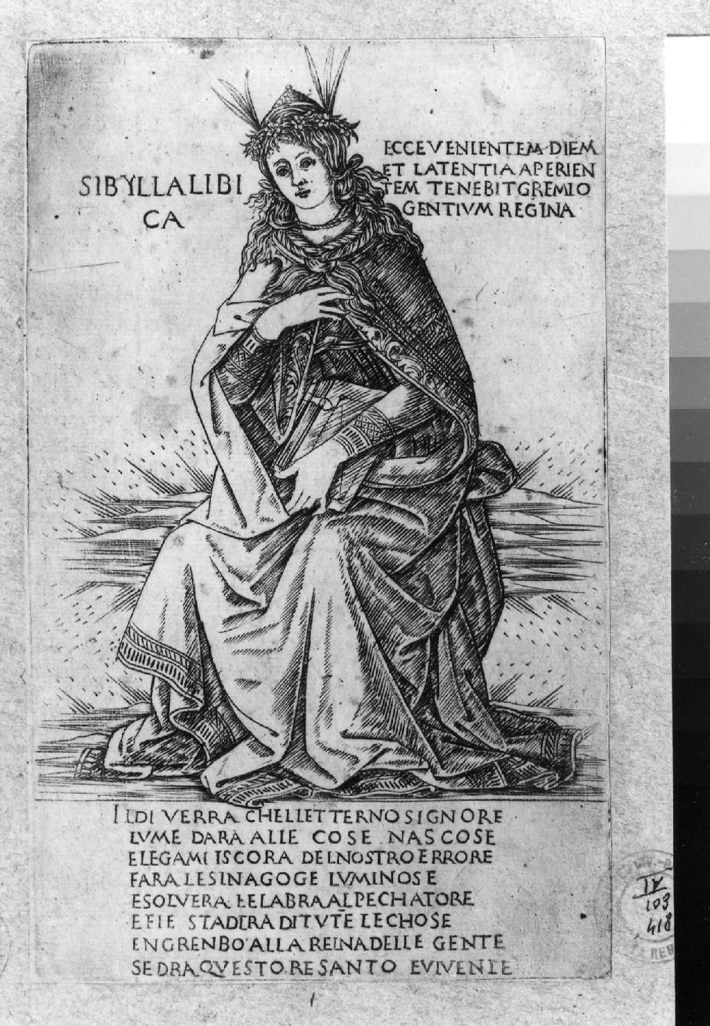 Sibilla Libica (stampa smarginata, serie) di Baldini Baccio, Rosselli Francesco di Lorenzo (sec. XV)