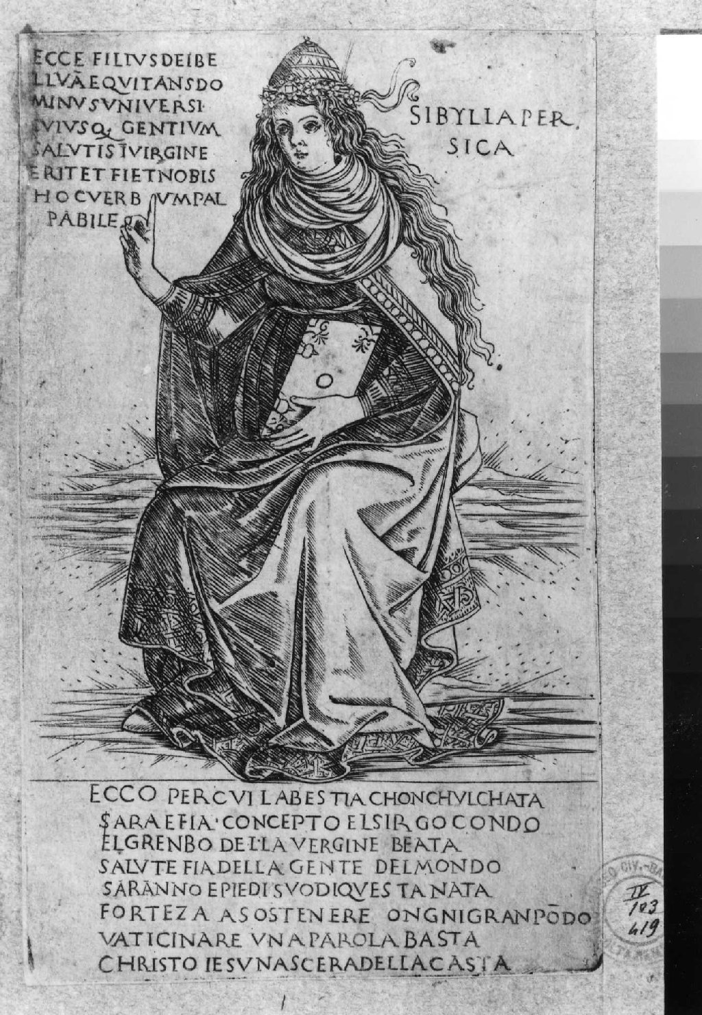 Sibilla Persica (stampa smarginata, serie) di Baldini Baccio, Rosselli Francesco di Lorenzo (sec. XV)