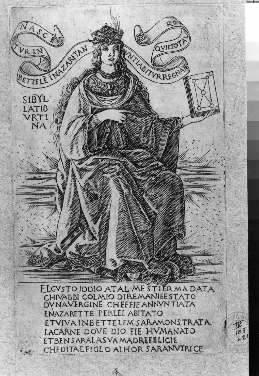 Sibilla Tiburtina (stampa smarginata, serie) di Baldini Baccio, Rosselli Francesco di Lorenzo (sec. XV)