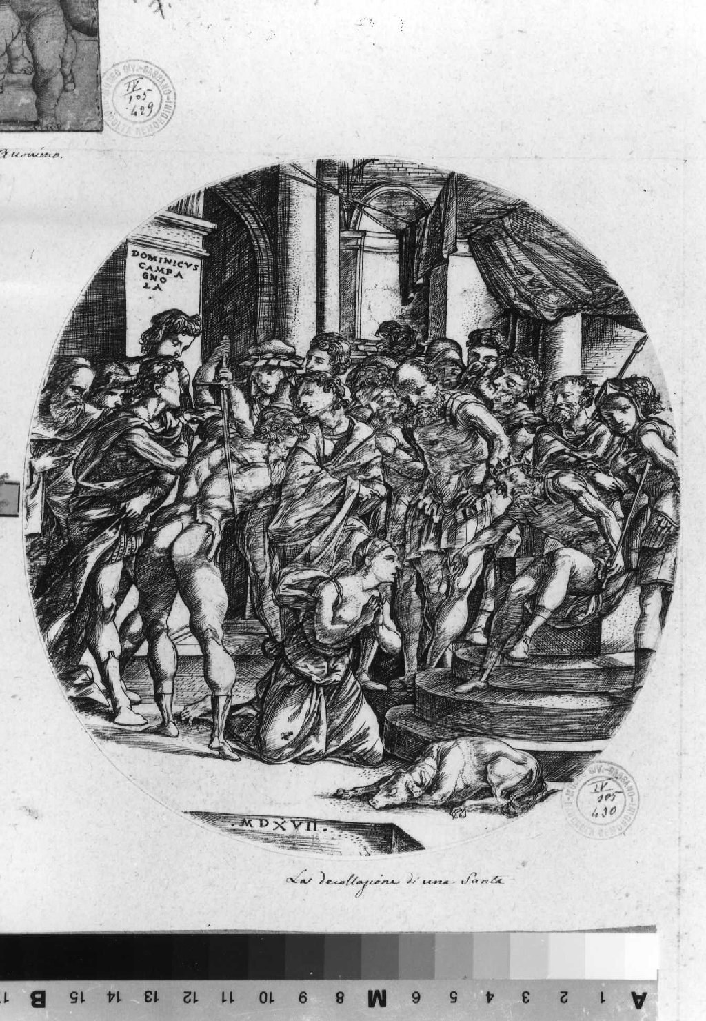 scena di martirio (stampa smarginata) di Campagnola Domenico (sec. XVI)