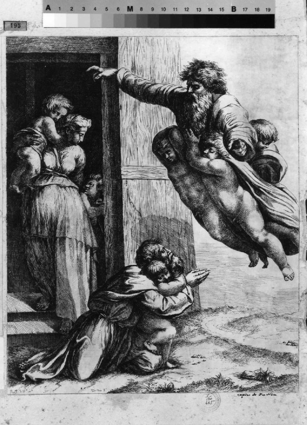 uscita di Noè e della sua famiglia dall'arca (stampa smarginata) di Nicolas da Non, Sanzio Raffaello (sec. XVIII)