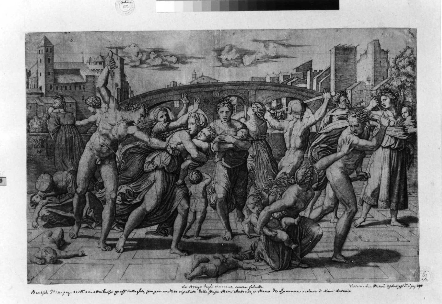 strage degli innocenti (stampa smarginata) di Raimondi Marcantonio, Sanzio Raffaello (sec. XVI)