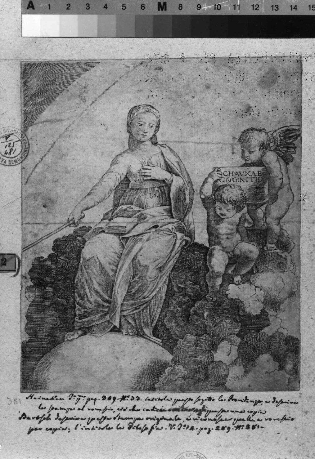Filosofia (stampa smarginata) di Sanzio Raffaello, Raimondi Marcantonio (sec. XVI)