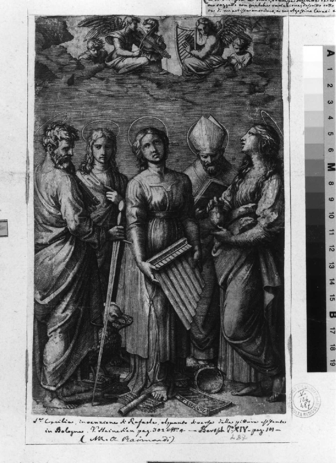 Santa Cecilia e Santi (stampa smarginata) di Raimondi Marcantonio, Sanzio Raffaello (sec. XVI)