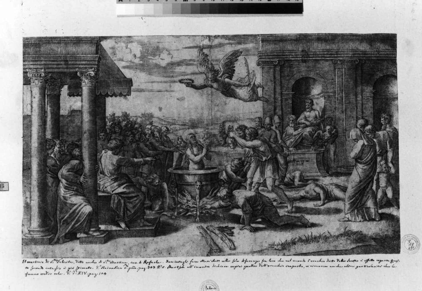 martirio di Santa Cecilia (stampa smarginata) di Raimondi Marcantonio, Sanzio Raffaello (sec. XVI)