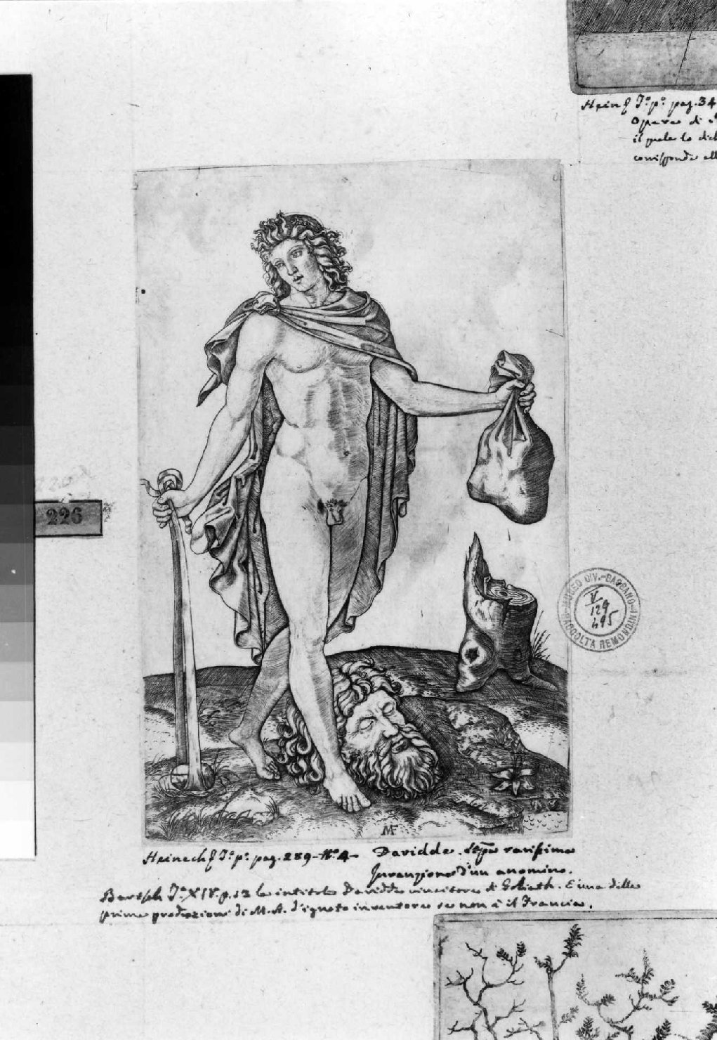 David con la testa di Golia (stampa smarginata) di Raibolini Francesco detto Francia (attribuito), Raimondi Marcantonio (sec. XVI)