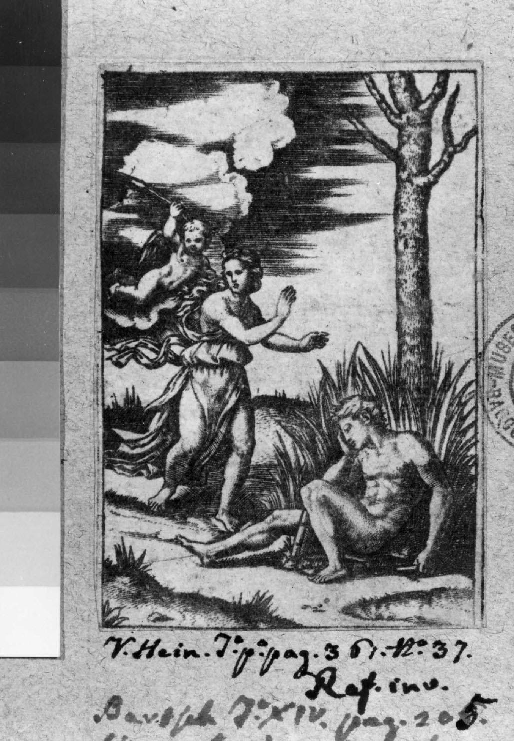 scena campestre con figure (stampa smarginata) di Sanzio Raffaello (attribuito), Raimondi Marcantonio (attribuito) (sec. XVI)