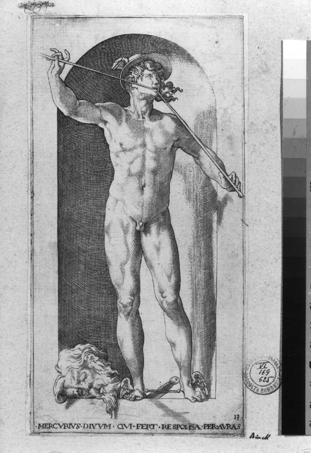 Mercurio (stampa smarginata, serie) di Rosso Fiorentino, Binck Jacob (sec. XVI)