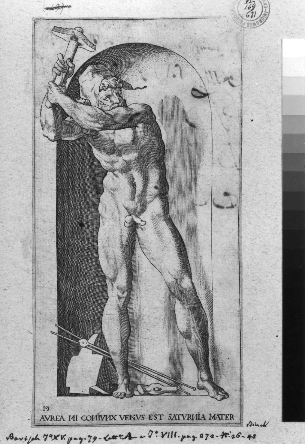 Vulcano (stampa smarginata, serie) di Rosso Fiorentino, Binck Jacob (sec. XVI)