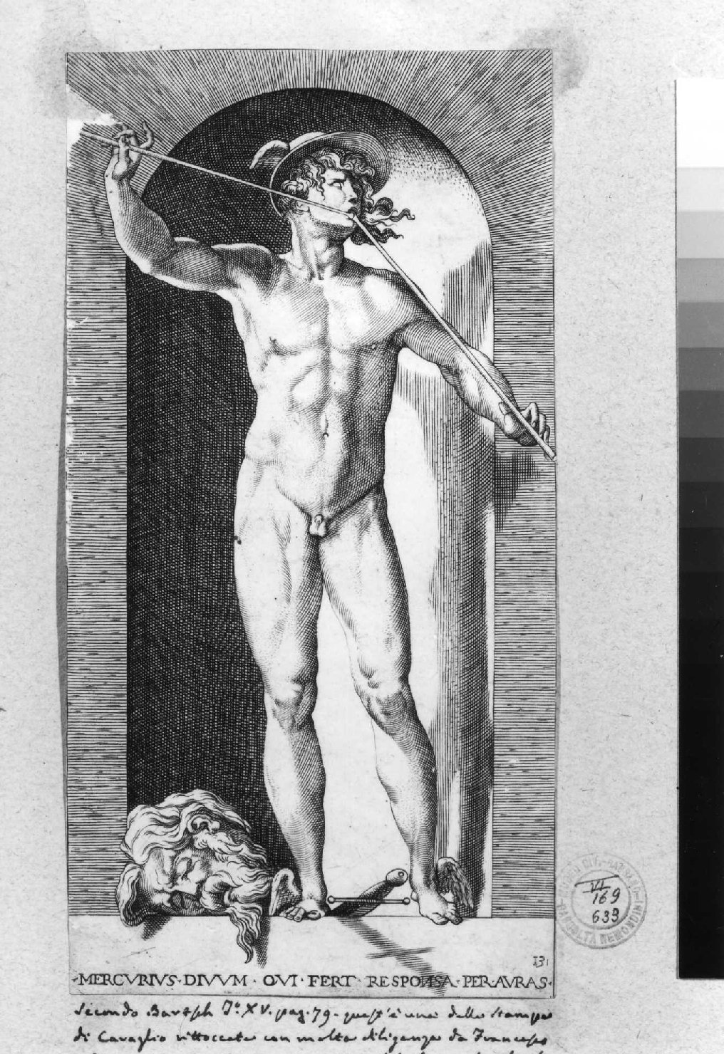 Mercurio (stampa smarginata, serie) di Rosso Fiorentino, Caraglio Giovanni Giacomo, Villamena Francesco (seconda metà sec. XVI)
