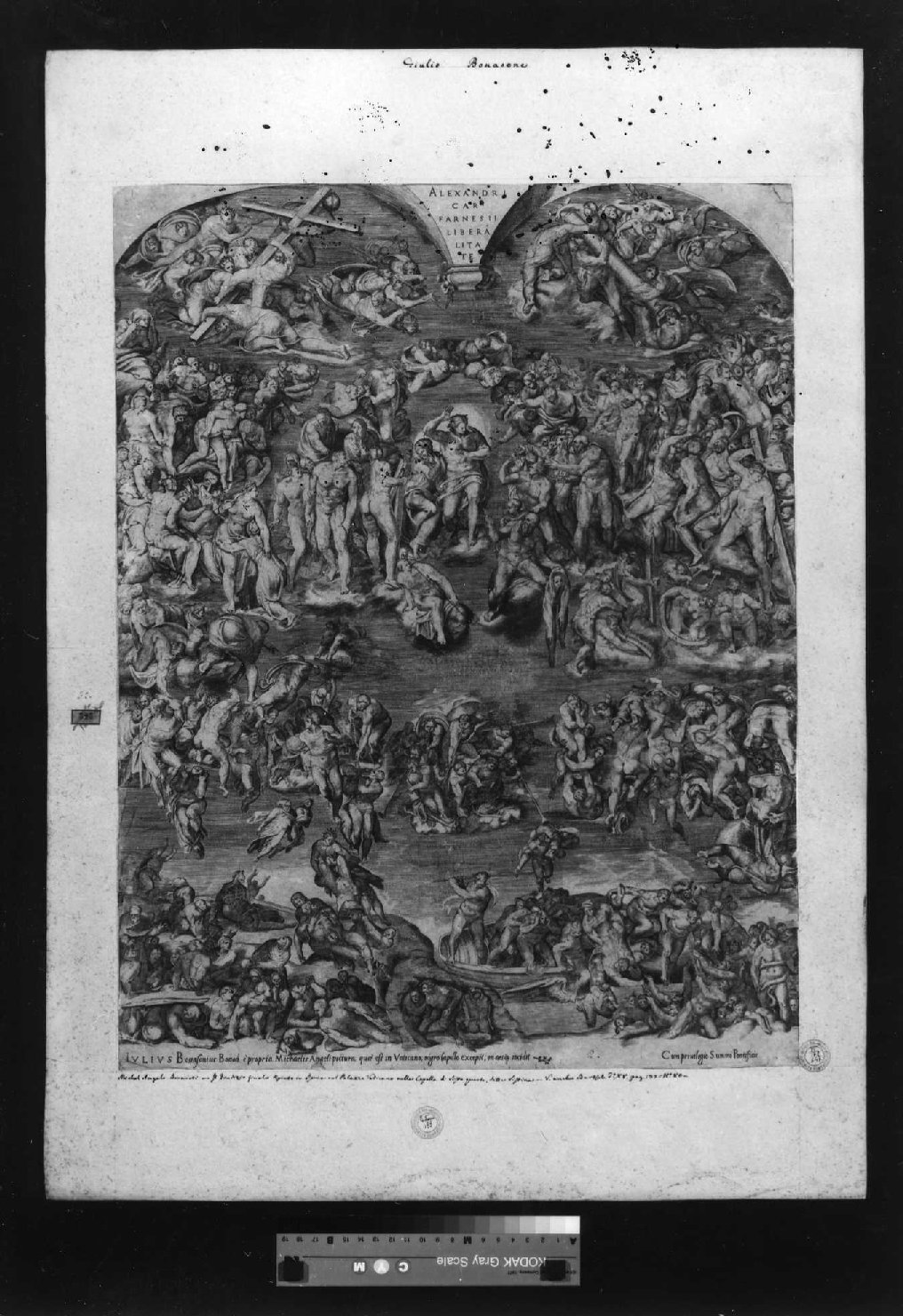 Giudizio Universale (stampa smarginata) di Buonarroti Michelangelo, Bonasone Giulio (sec. XVI)