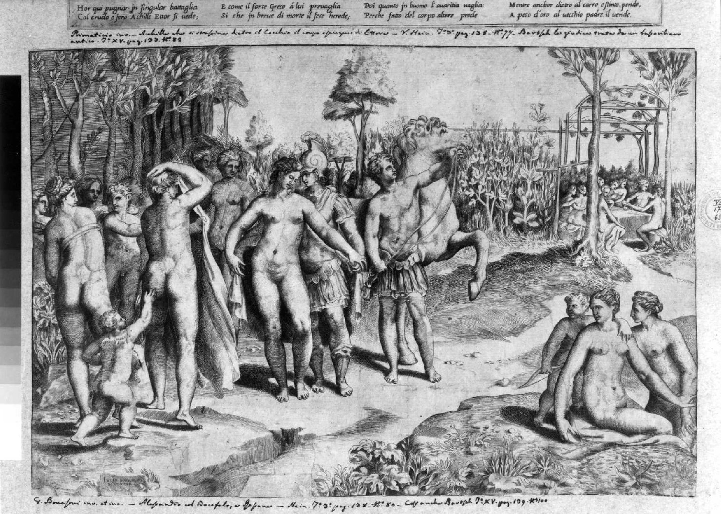Ruggiero nel giardino di Alcina (stampa smarginata) di Bonasone Giulio (sec. XVI)