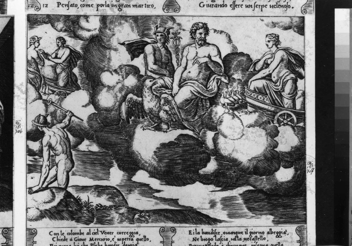 Mercurio, Giove e Venere (stampa smarginata) di Maestro della B nel Dado, Coxie Michiel I (sec. XVI)