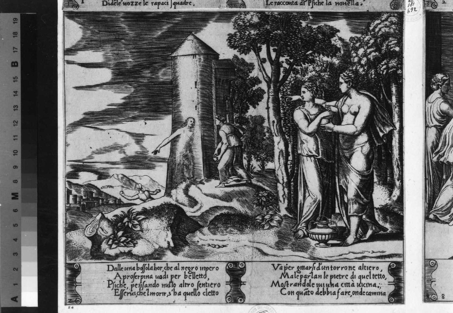 Psiche discende agli inferi (stampa smarginata) di Coxie Michiel I, Maestro della B nel Dado (sec. XVI)