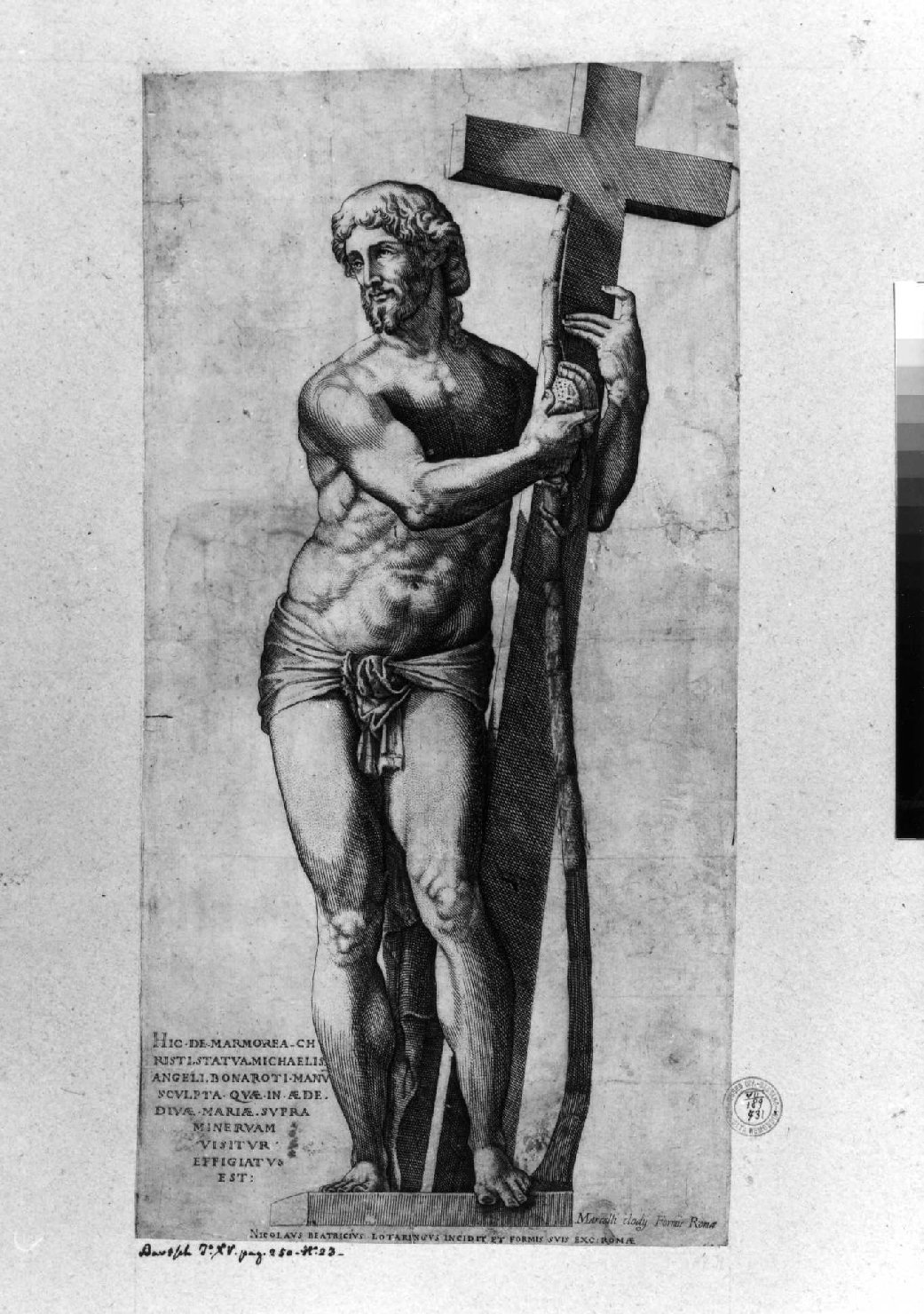 Cristo portacroce (stampa smarginata) di Buonarroti Michelangelo, Beatrizet Nicolas (sec. XVI)