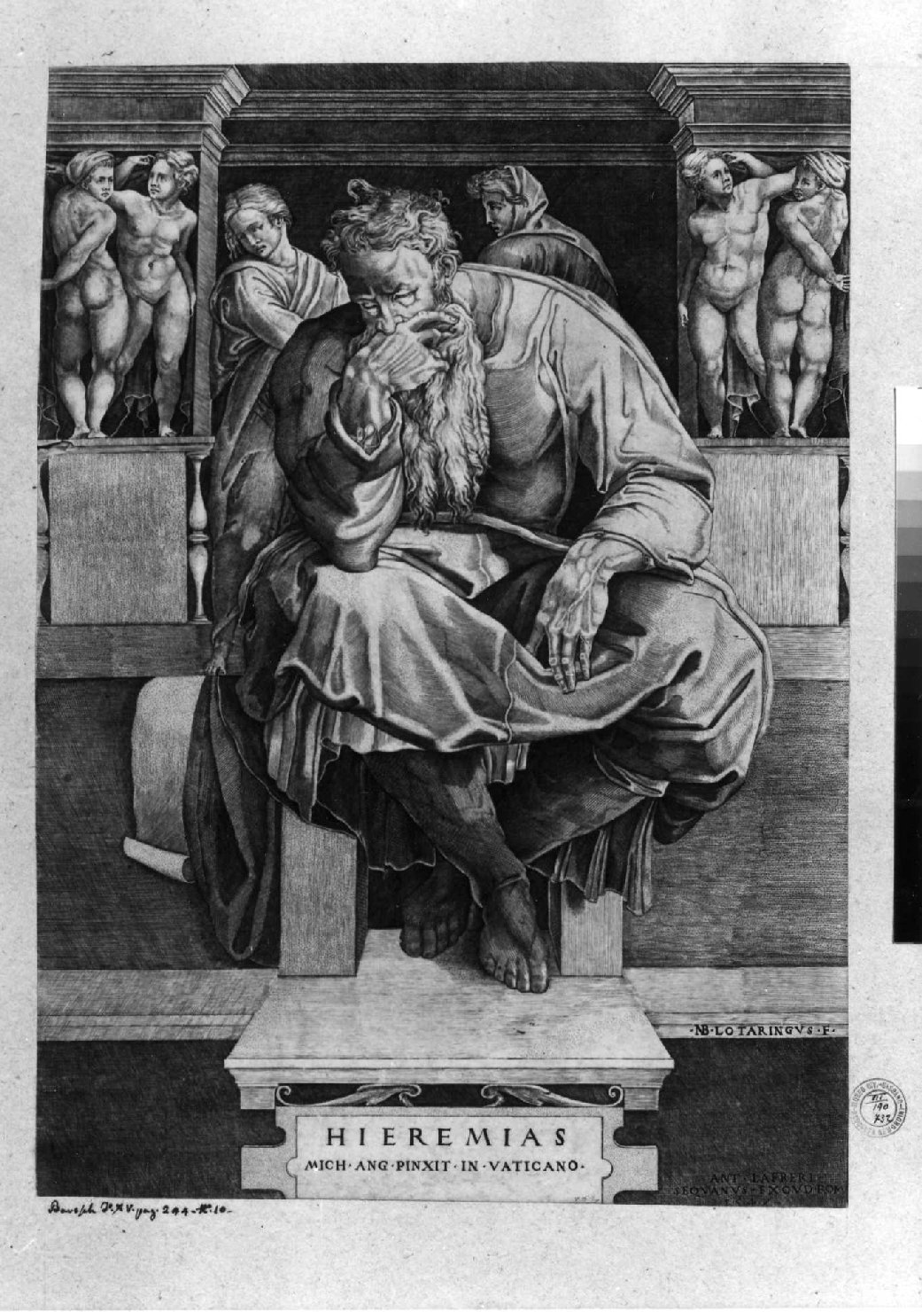 Geremia (stampa smarginata) di Beatrizet Nicolas, Buonarroti Michelangelo (sec. XVI)