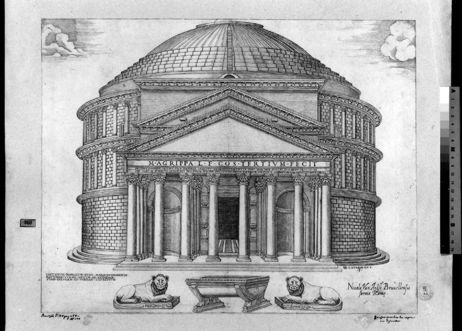 Pantheon (stampa smarginata) di Beatrizet Nicolas (secc. XVI/ XVII)