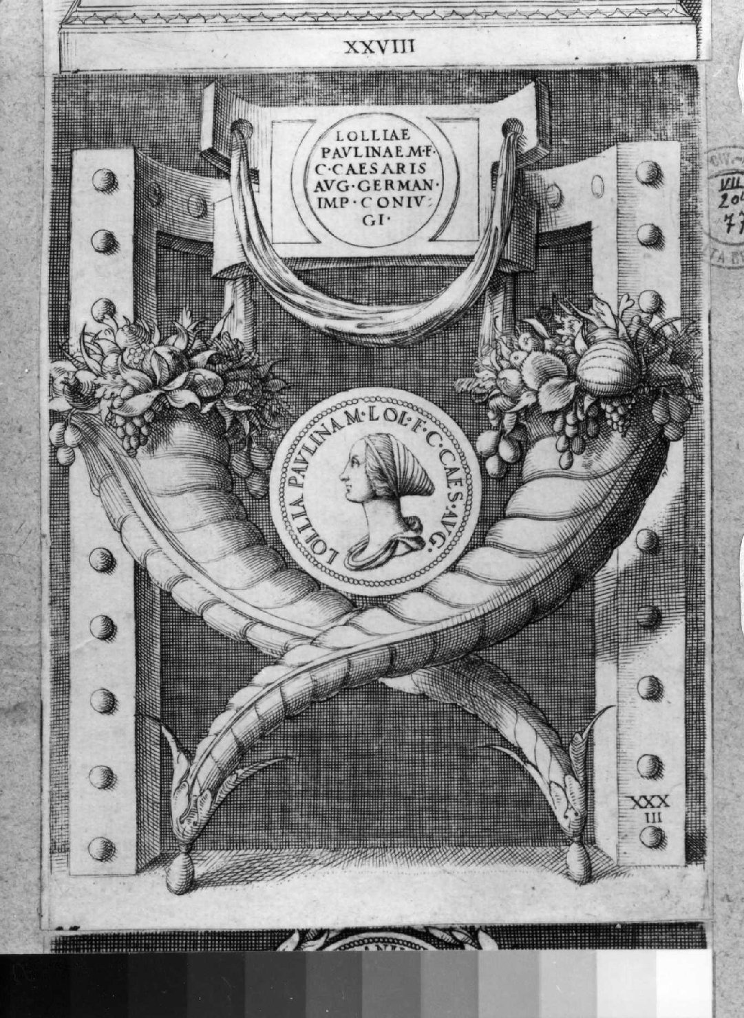 medaglia con ritratto di Lollia Paolina (stampa smarginata) di Vico Enea (sec. XVI)