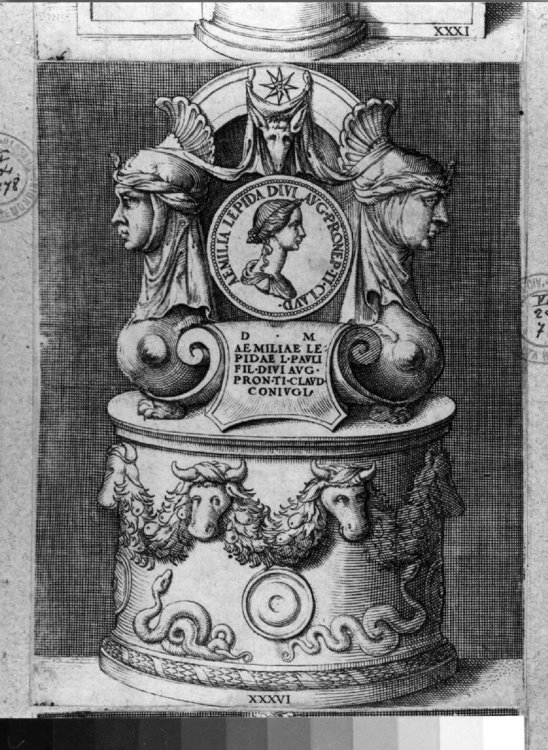 medaglia con ritratto di Emilia Lepida (stampa smarginata) di Vico Enea (sec. XVI)