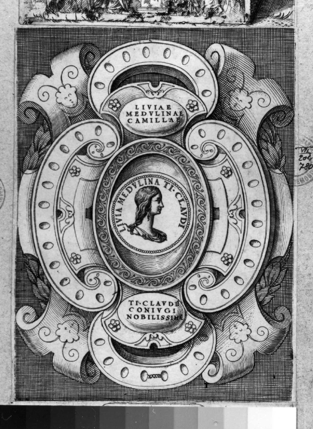 medaglia con ritratto di Livia Medulina (stampa smarginata) di Vico Enea (sec. XVI)