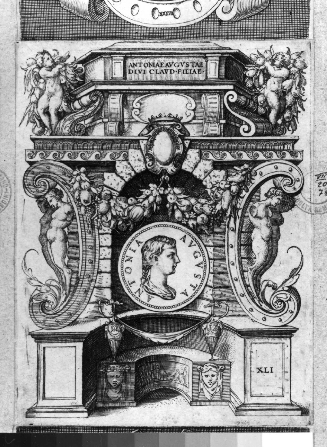 medaglia con ritratto di Antonia Augusta (stampa smarginata) di Vico Enea (sec. XVI)
